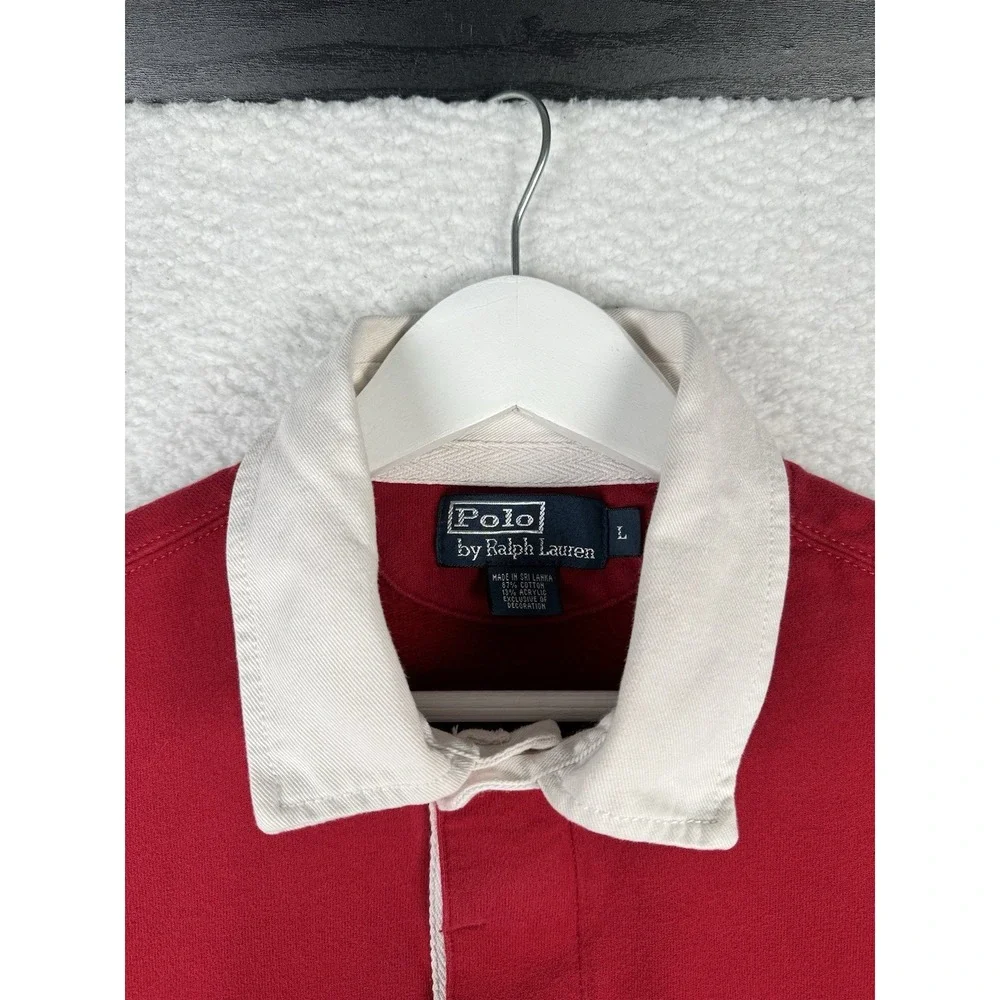 Vintage RALPH LAUREN Rugby Polo Striped - Men's Large - Red Blue